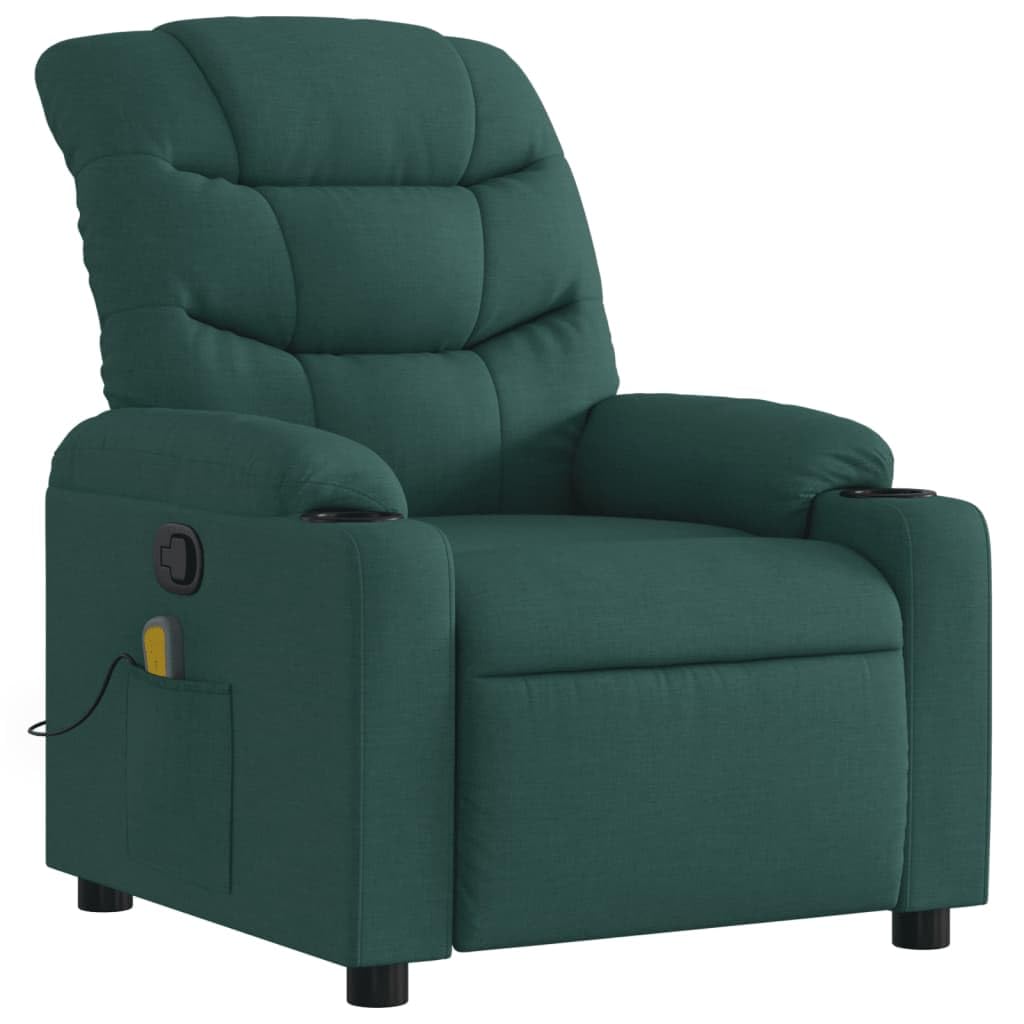 Foto 4 pulgar | Sillón De Masaje Reclinable Vidaxl De Tela Verde Oscuro - Venta Internacional.