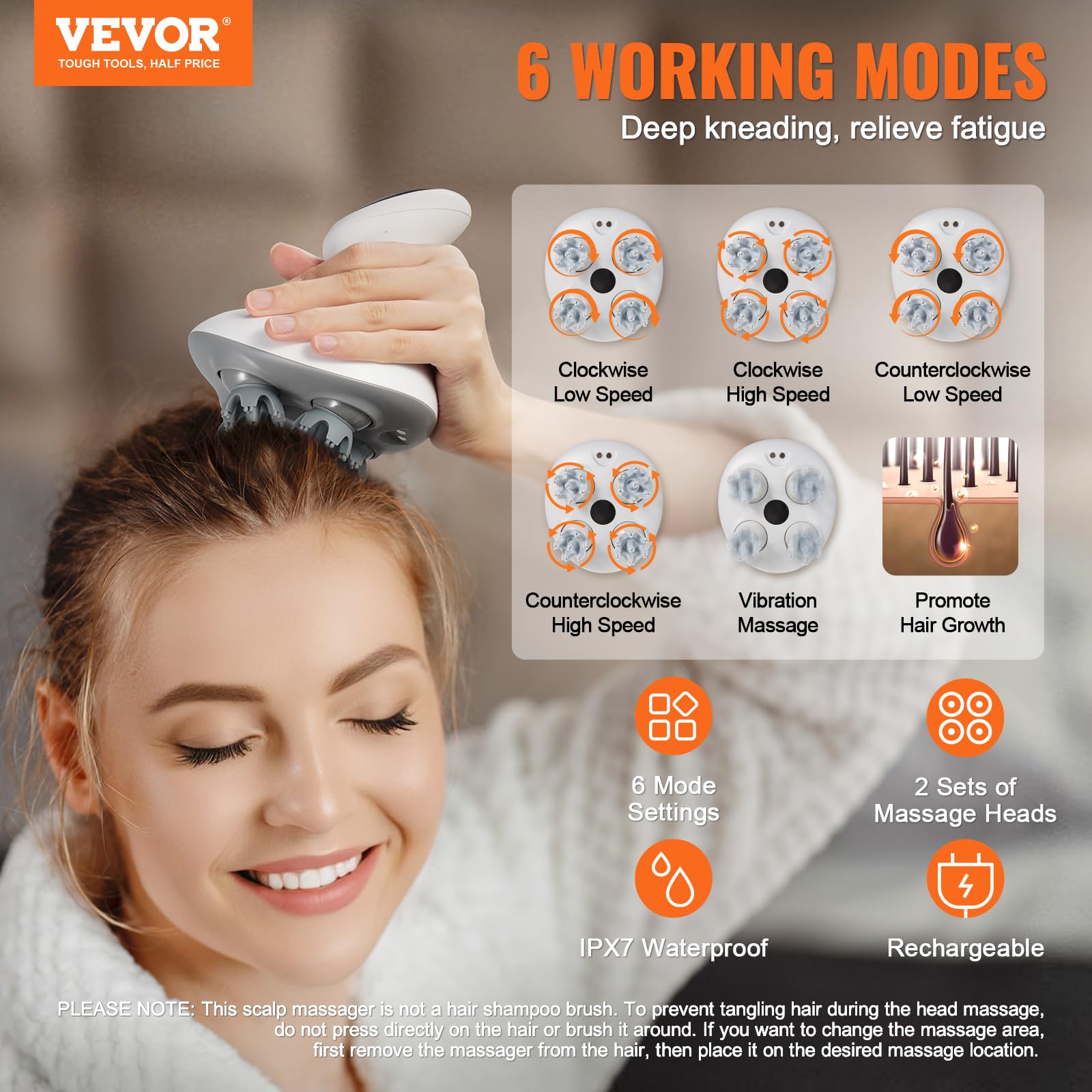 Foto 2 | Masajeador Eléctrico Vevor Para Cabello Y Cuero Cabelludo Inalámbrico Con 484 Nodos - Venta Internacional.