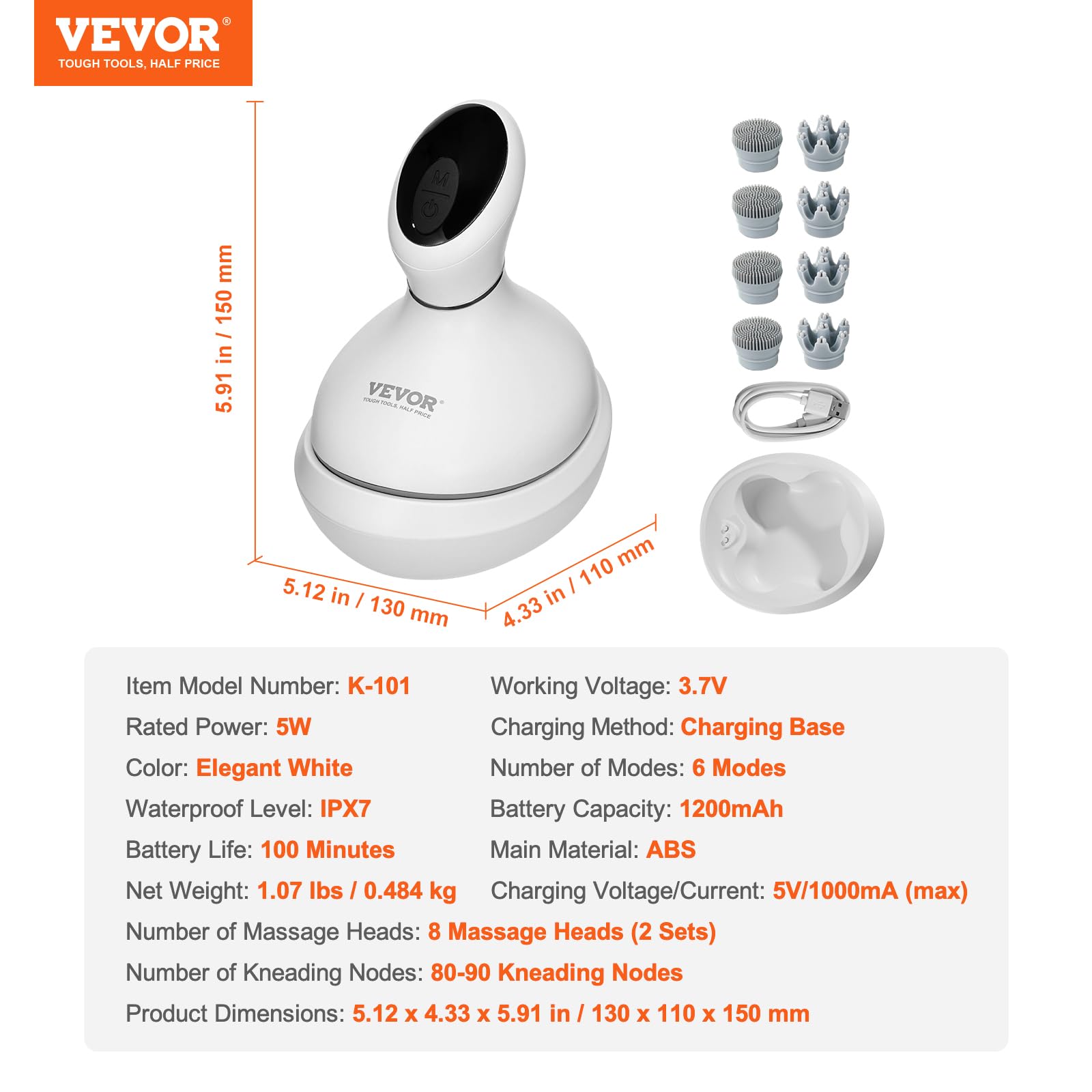 Foto 7 | Masajeador Eléctrico Vevor Para Cabello Y Cuero Cabelludo Inalámbrico Con 484 Nodos - Venta Internacional.