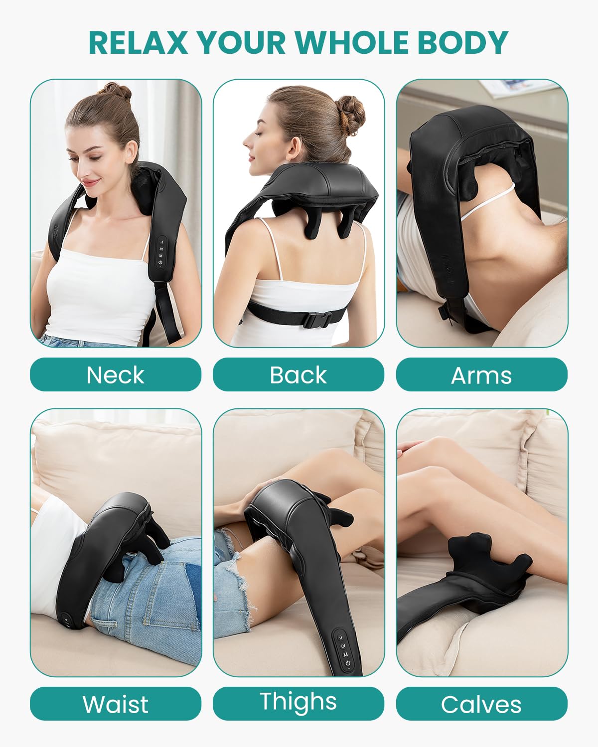 Foto 7 pulgar | Masajeador De Cuello Nekteck 6d Shiatsu Con Calor Para El Dolor De Cuello Y Espalda - Venta Internacional.
