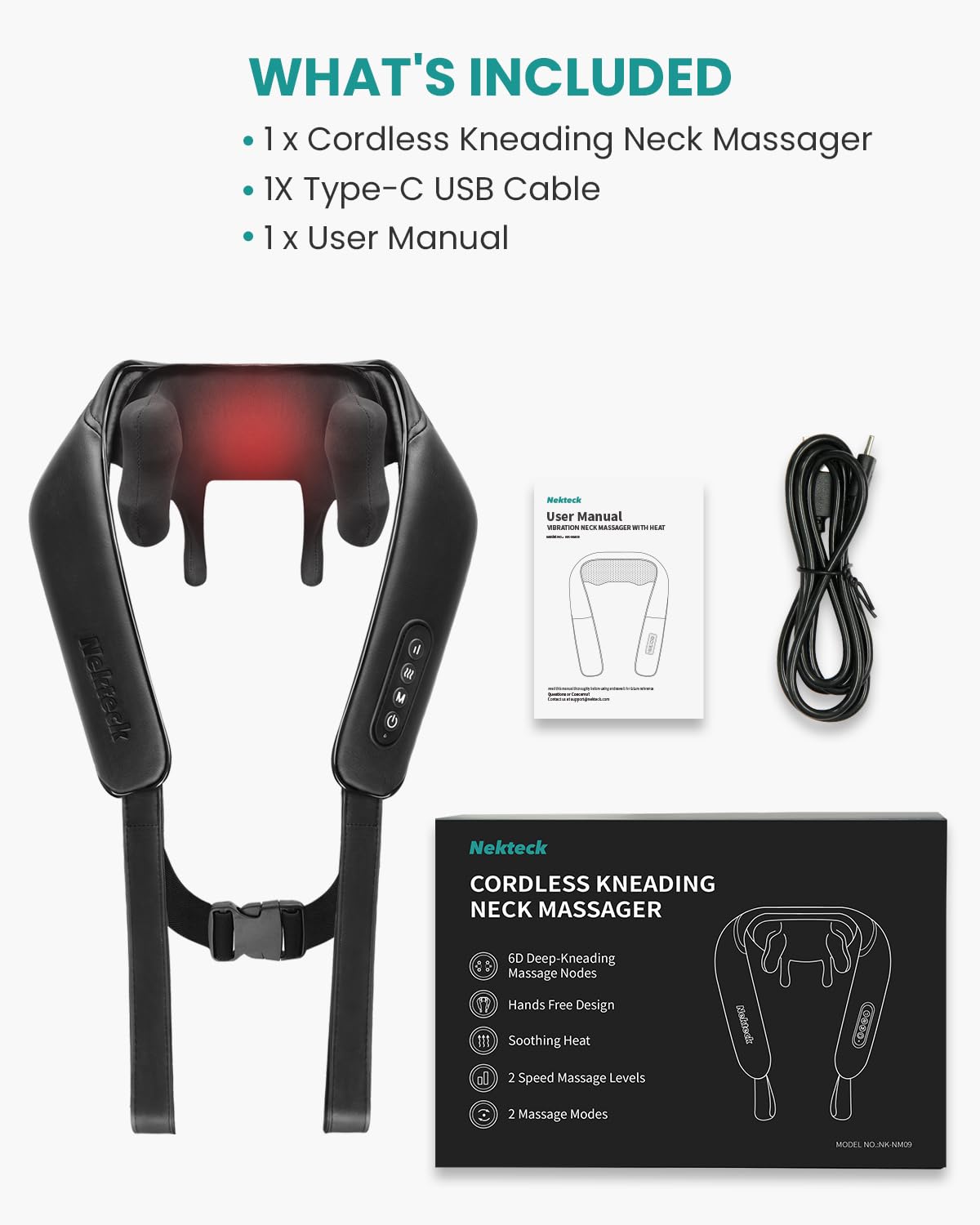 Foto 8 pulgar | Masajeador De Cuello Nekteck 6d Shiatsu Con Calor Para El Dolor De Cuello Y Espalda - Venta Internacional.