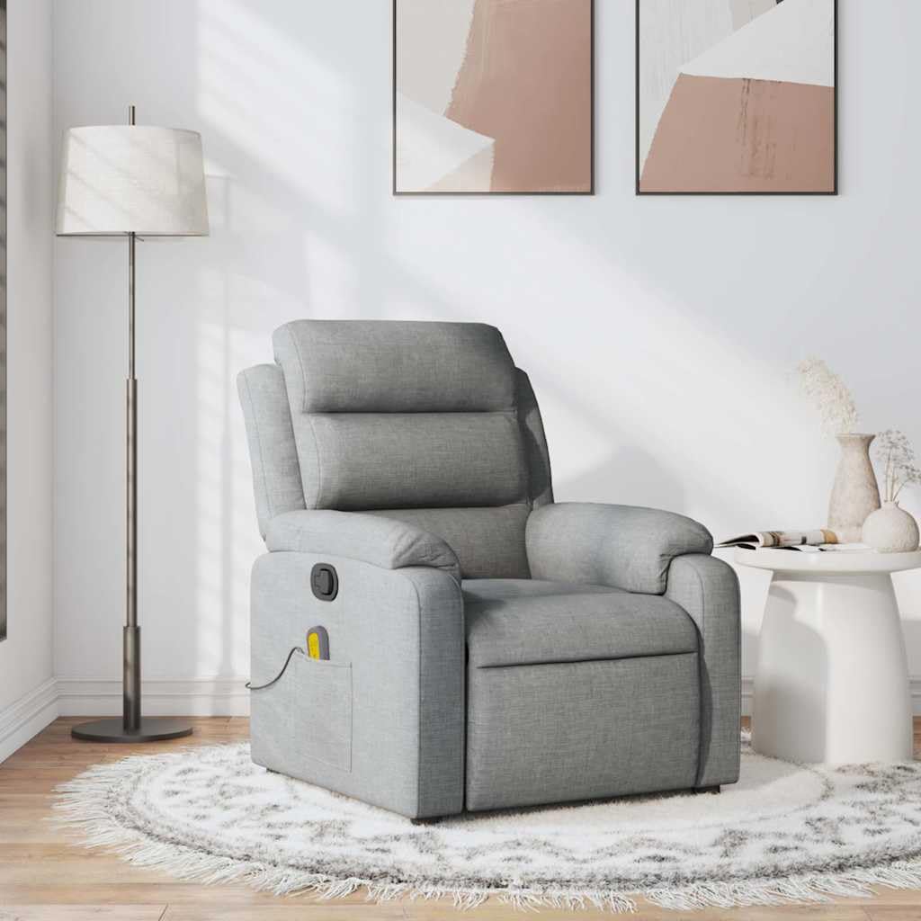 Foto 2 | Sillón Reclinable De Masaje Vidaxl, Tela Gris Claro Usada - Venta Internacional.