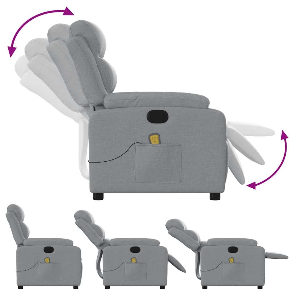 Foto 7 pulgar | Sillón Reclinable De Masaje Vidaxl, Tela Gris Claro Usada - Venta Internacional.
