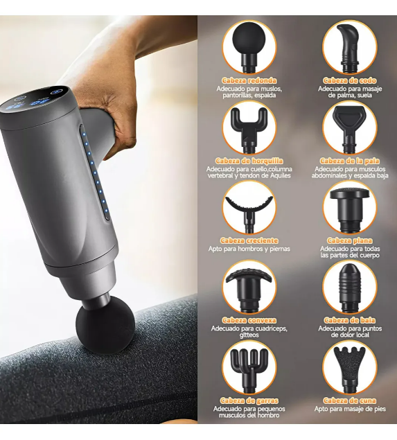 Foto 2 | Xtellar Pistola De Masaje Muscular Premium: Más Flexibilidad Y Recuperación Con 10 Cabezales Y 30 Velocidades