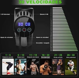 Foto 3 | Xtellar Pistola Masajeadora Profesional De Músculos, 30 Velocidades, Potencia De 24v Y Batería De 2500mah