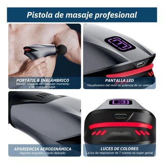 Foto 4 | Pistola Masajeadora De Músculos 8 Velocidades Con 7 Cabezales Lab.g Gris