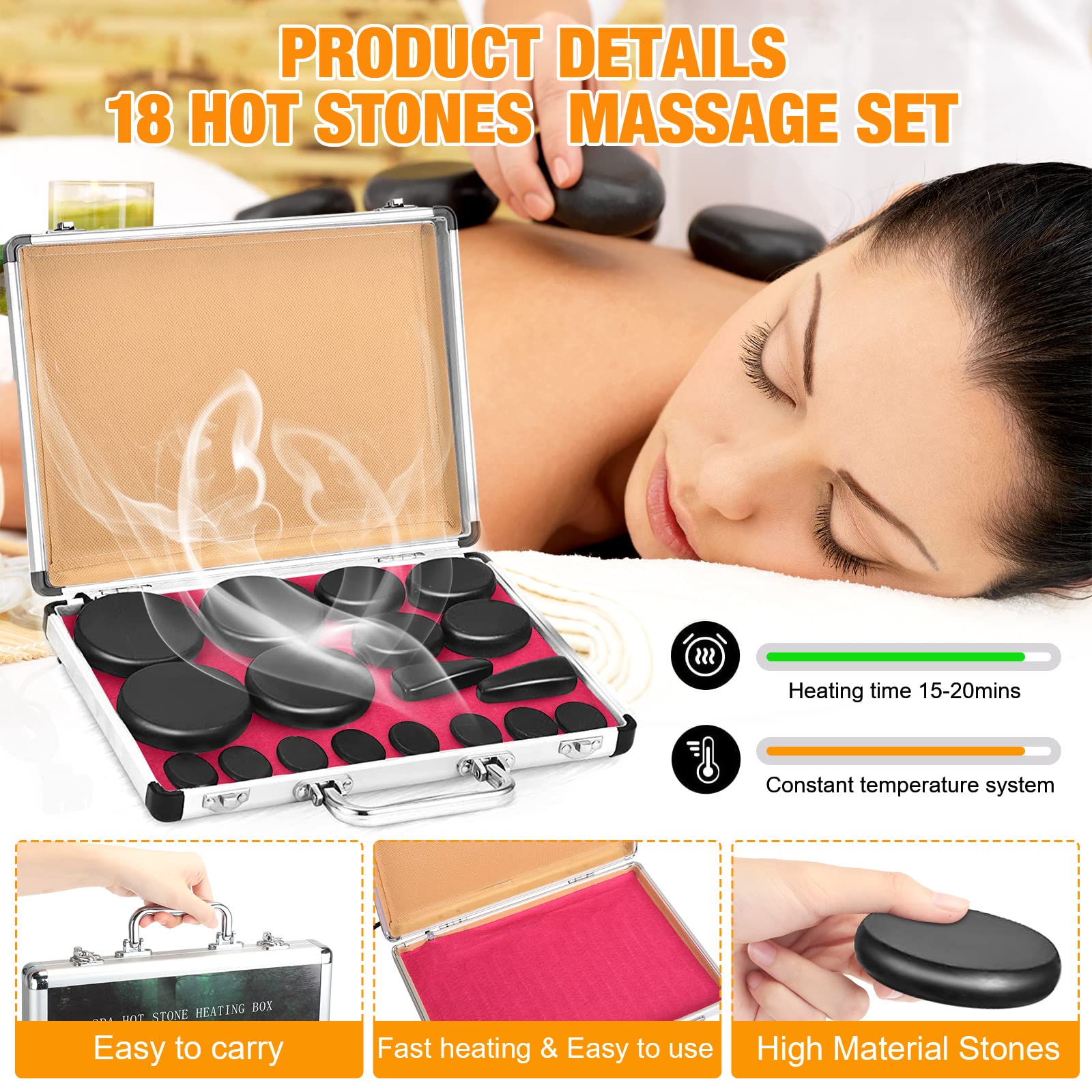 Foto 3 | Set De Masaje Hot Stones Yunsailing, 19 Piezas, Con Calentador Eléctrico - Venta Internacional.