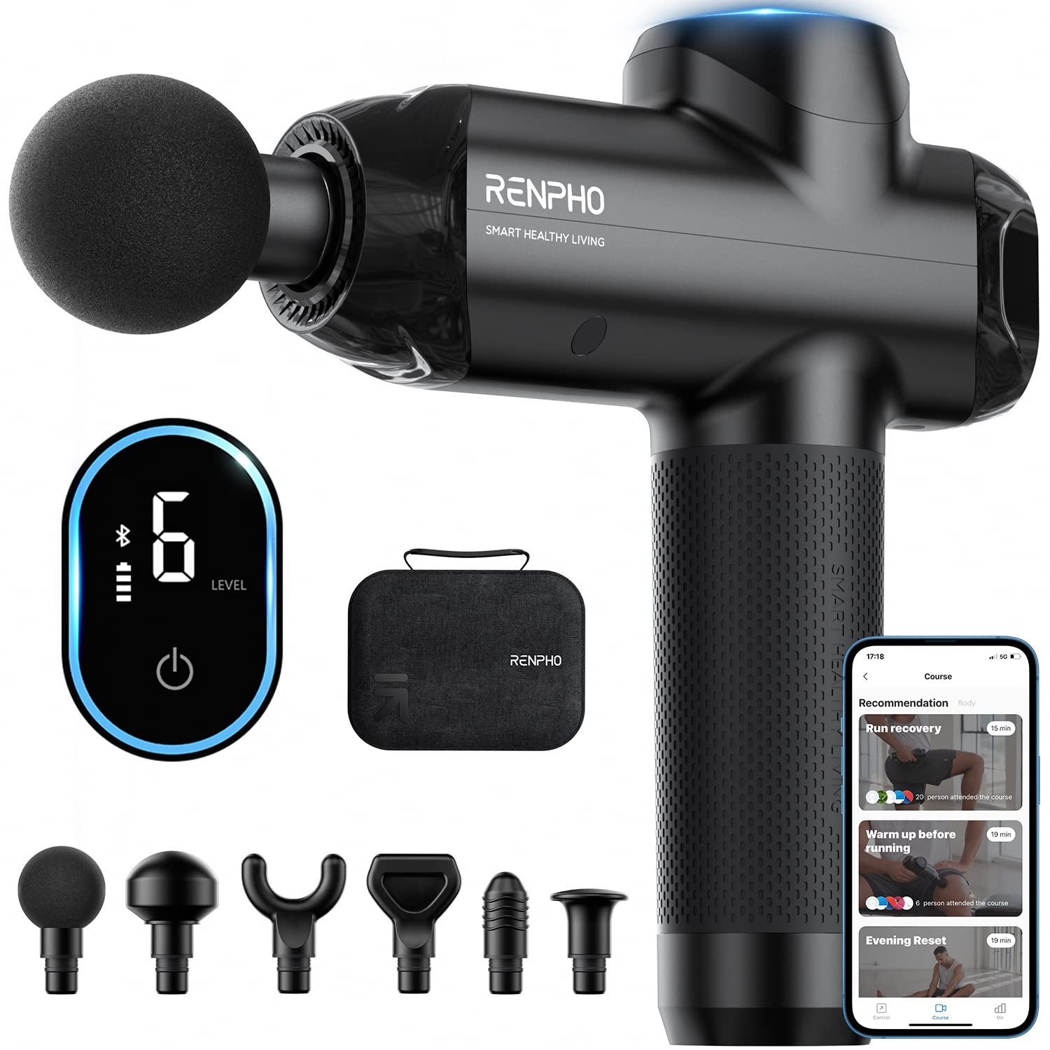 Foto 2 pulgar | Pistola De Masaje Renpho Deep Tissue Percussion Con Bluetooth - Venta Internacional.