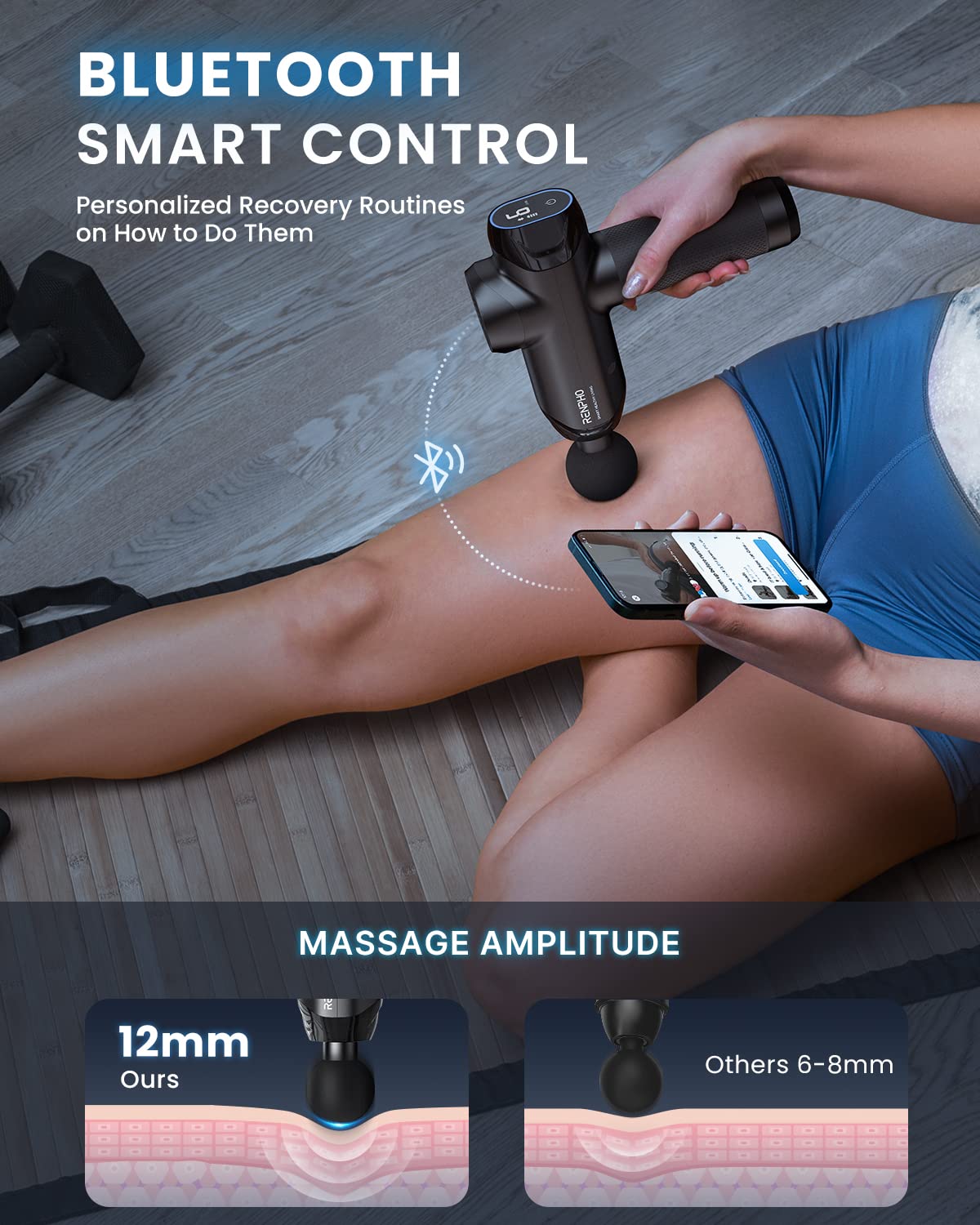 Foto 2 | Pistola De Masaje Renpho Deep Tissue Percussion Con Bluetooth - Venta Internacional.