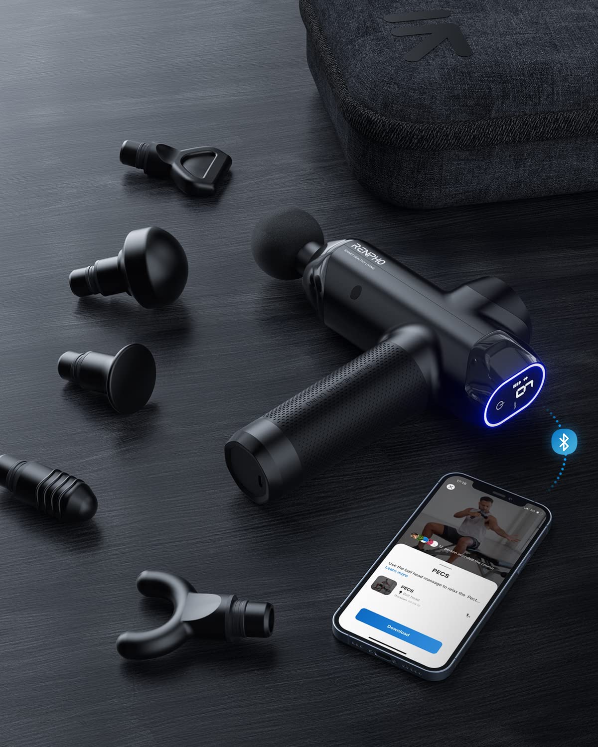 Foto 7 pulgar | Pistola De Masaje Renpho Deep Tissue Percussion Con Bluetooth - Venta Internacional.