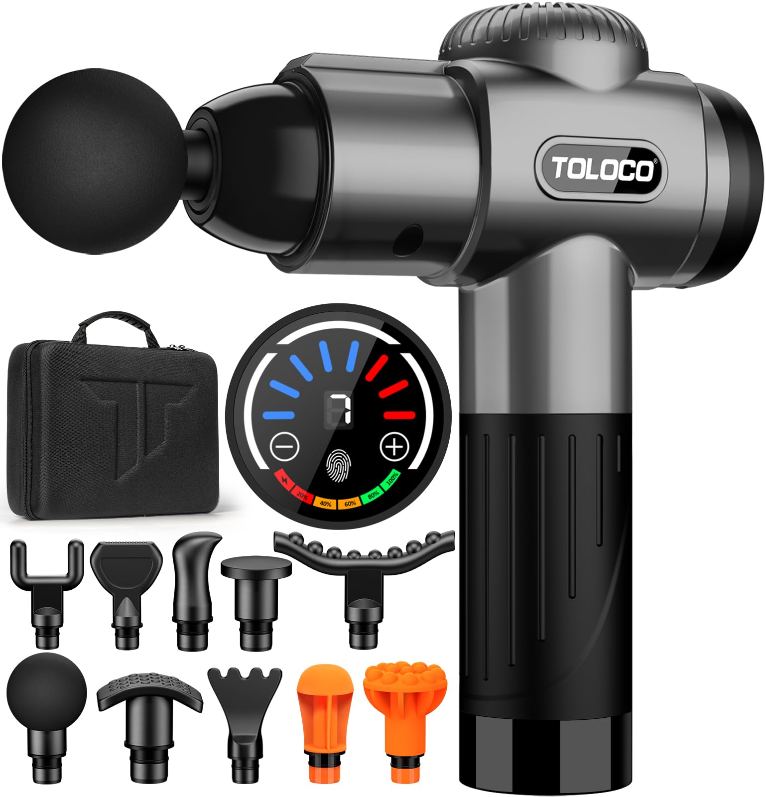Foto 2 pulgar | Pistola De Masaje Toloco, Masajeador De Espalda De Tejido Profundo Con 10 Cabezales, Color Gris - Venta Internacional.