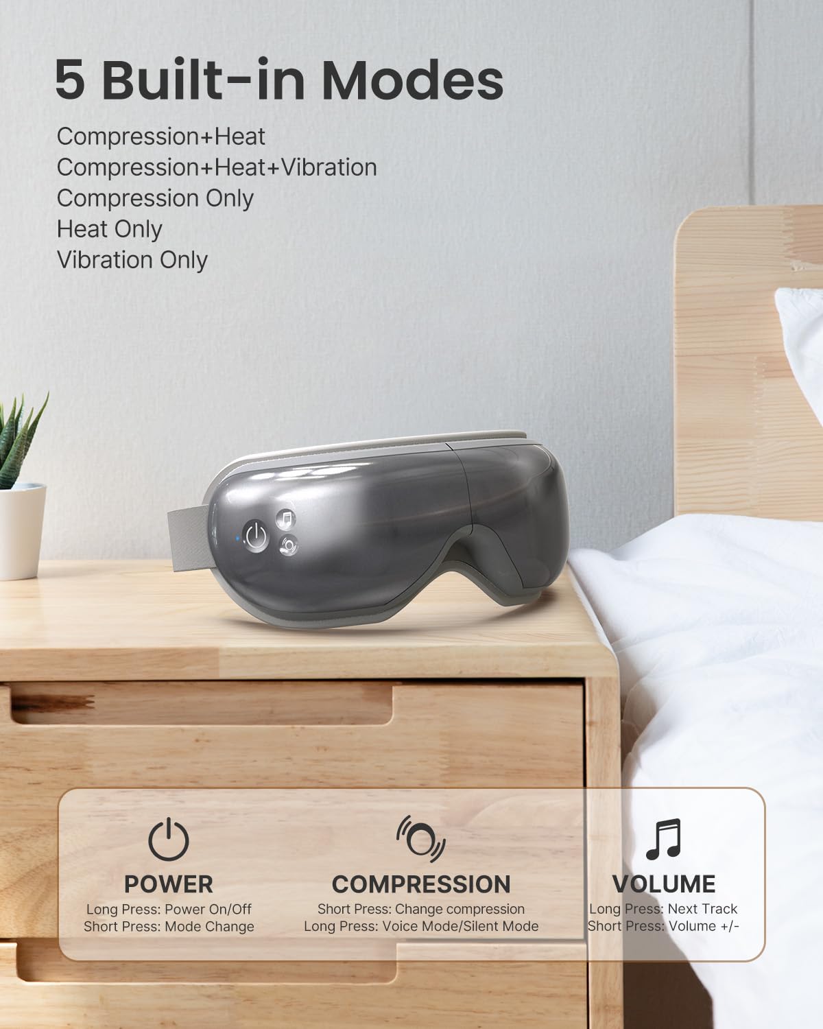 Foto 4 | Masajeador De Ojos Renpho Eyeris 1 Con Calefacción Y Bluetooth Music Gifts - Venta Internacional.