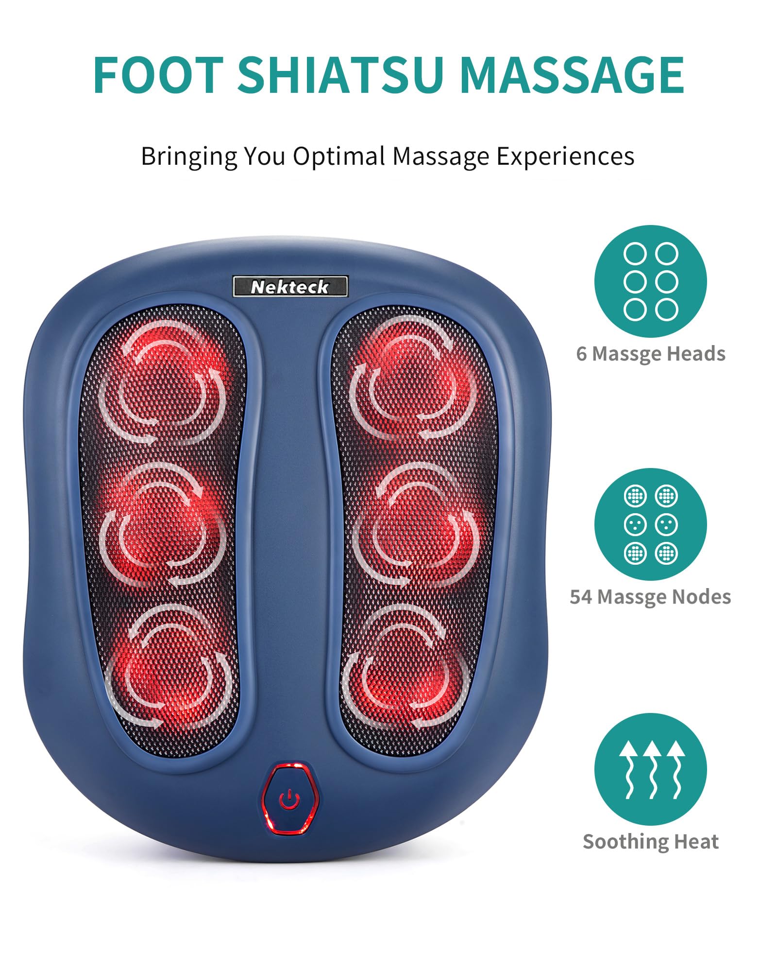Foto 3 pulgar | Masajeador De Pies Nekteck Shiatsu Con Calefacción Eléctrica Y Heat Blue - Venta Internacional.