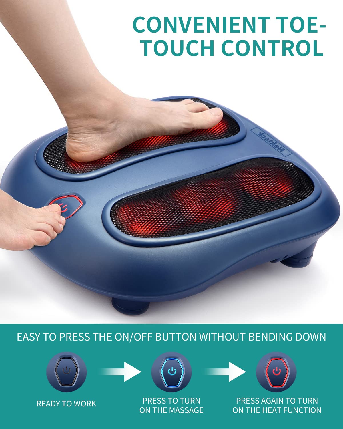 Foto 4 pulgar | Masajeador De Pies Nekteck Shiatsu Con Calefacción Eléctrica Y Heat Blue - Venta Internacional.