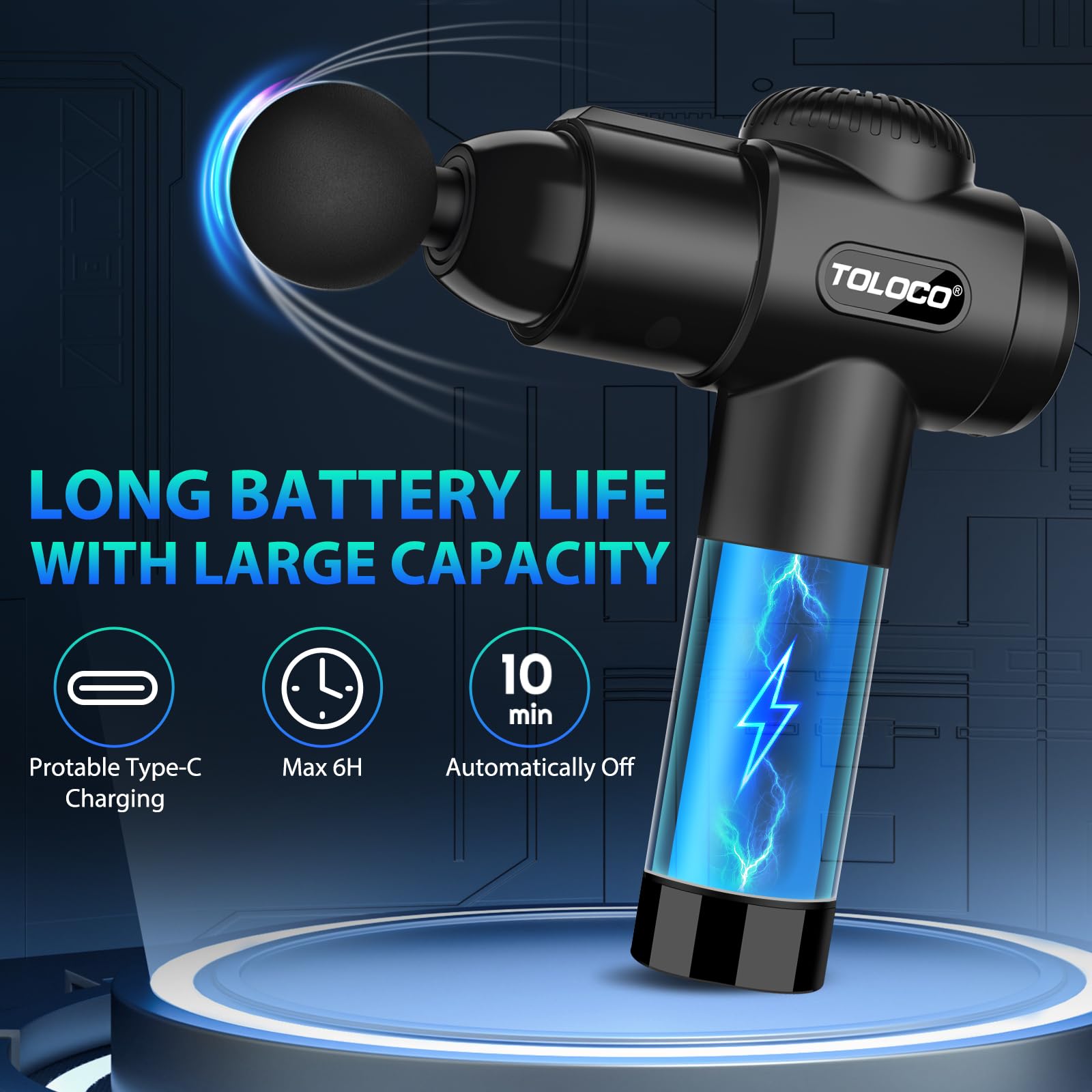 Foto 4 | Pistola De Masaje Toloco Deep Tissue Back Pain Relief Black - Venta Internacional.