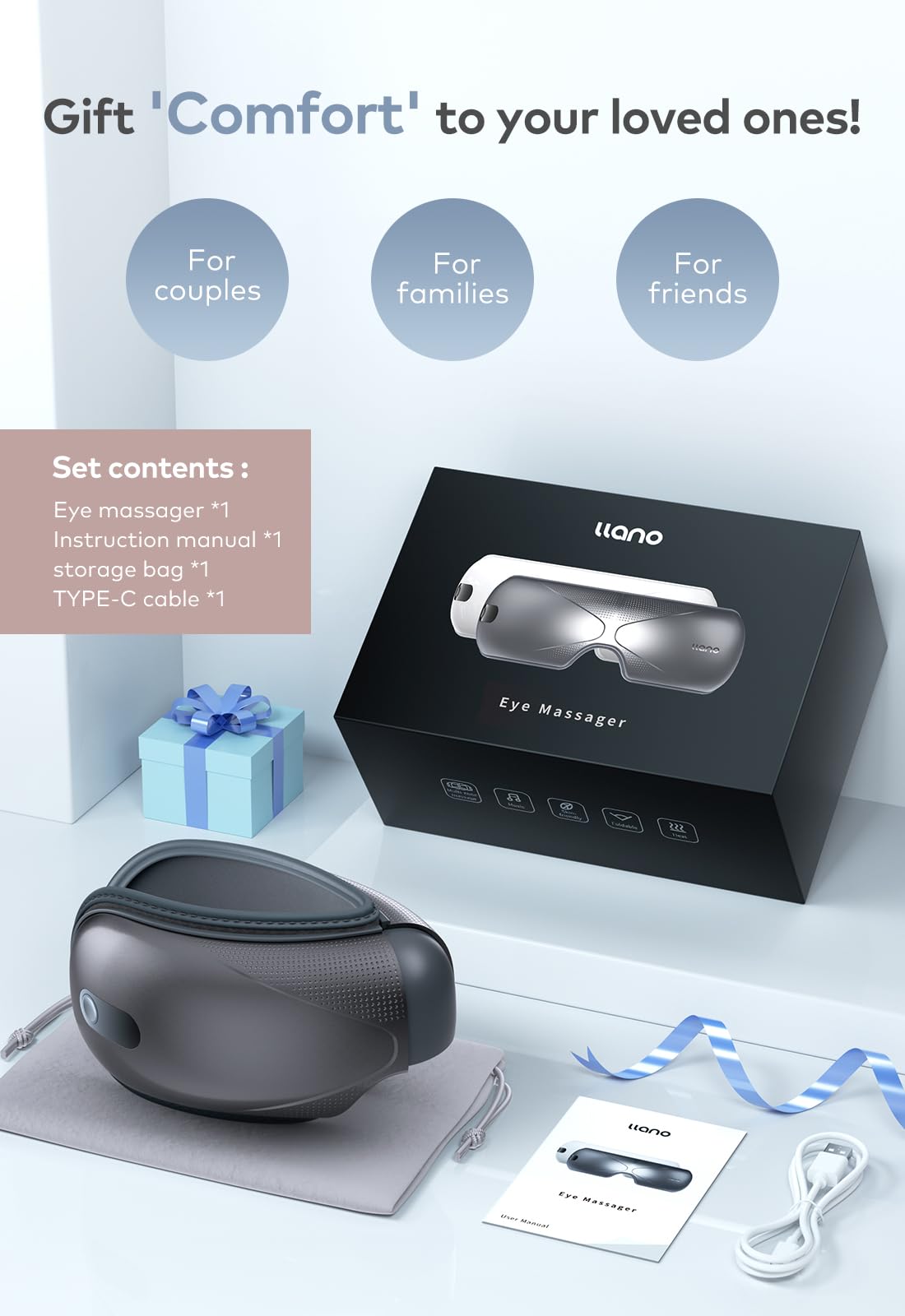 Foto 6 | Masajeador De Ojos Llano Masajeador De Ojos Con Música Bluetooth Heat - Venta Internacional.