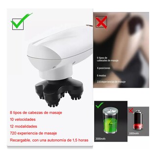 Foto 4 | Masajeador Eléctrico Portátil Genérico - Cuello, Cabeza Belug, Blanco