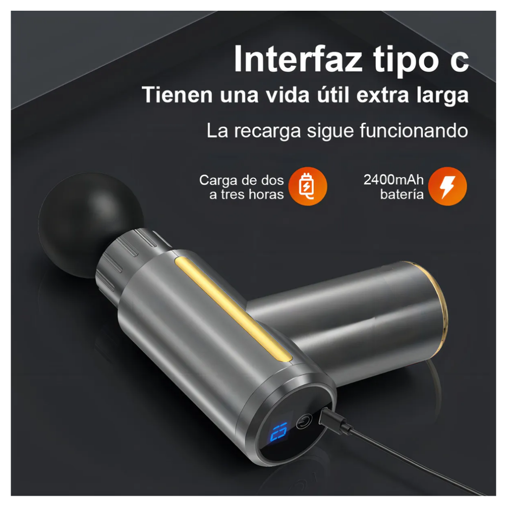 Foto 4 pulgar | Pistola De Masaje Muscular Masajeador Portátil Belug,  Gris