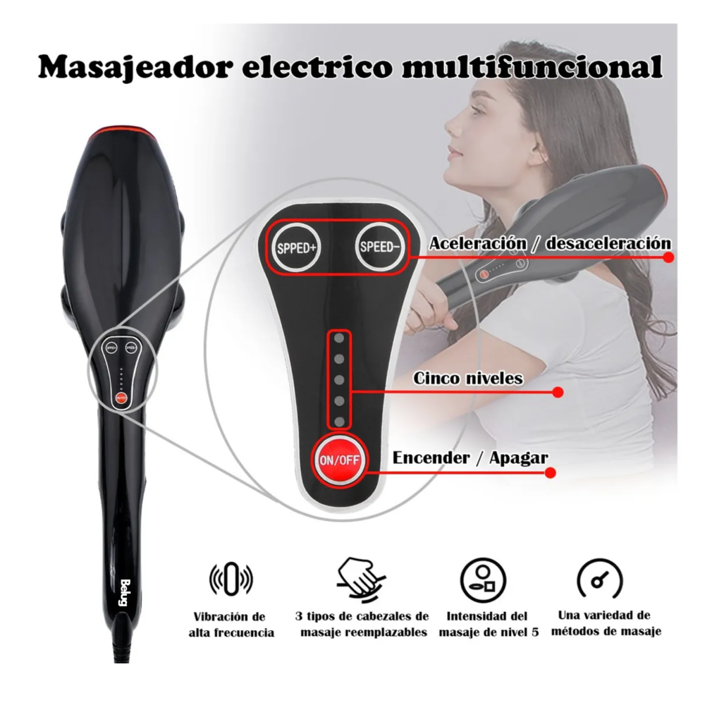 Foto 4 pulgar | Masajeadores Eléctricos, Pistola De Masaje Maquina De Masaje Belug, Negro