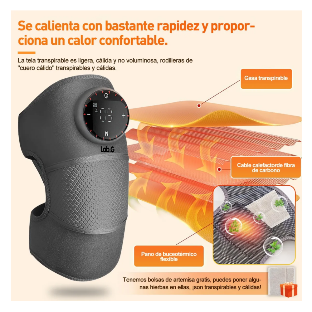 Foto 4 | Eléctricos Masajeador De Rodilla Infra Calor Vibración 3en1 Lab.g, Gris