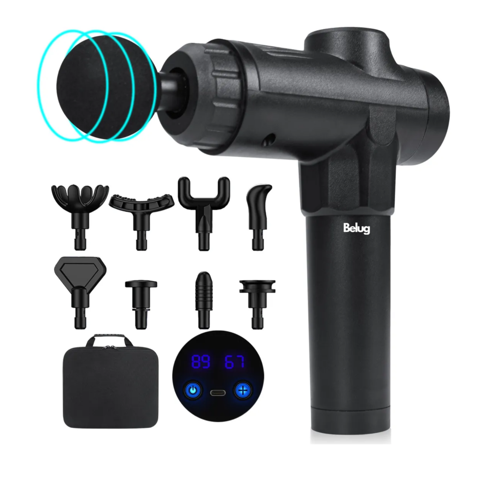 Foto 3 pulgar | Masajeadores Eléctricos Pistola De Masaje Muscular 8 Cabezales Belug, Negro