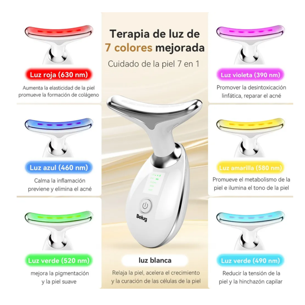 Foto 3 pulgar | Masajeador Facial Ultrasónico 5 Es 1 Ems Vibración D/af  Belug, Blanco