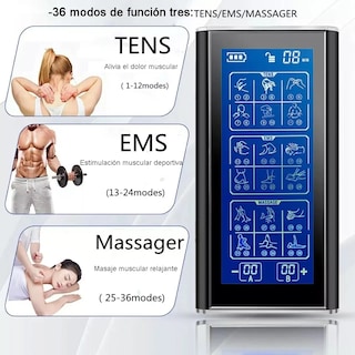 Foto 2 | Estimulador Eléctrico Recargable Ems Tens 36 Modos 10 Parche Negro