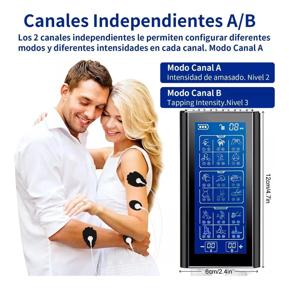 Foto 5 | Estimulador Lab.g Eléctrico Recargable Ems Tens 36 Modos 10 Parche Negro