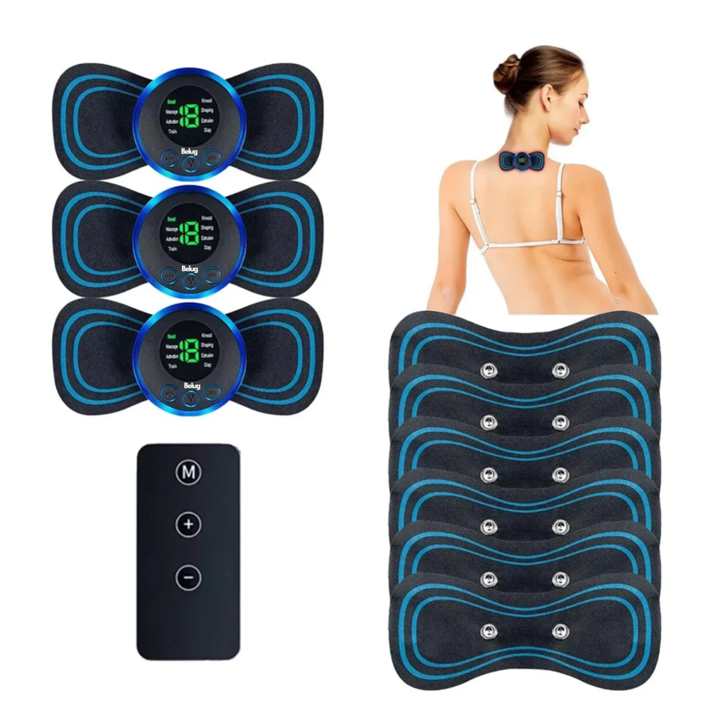 Foto 3 pulgar | 3 Pz Masajeadores Eléctrico 6 Pz Parches Con Control Remoto Belug, Negro Líneas  Azules