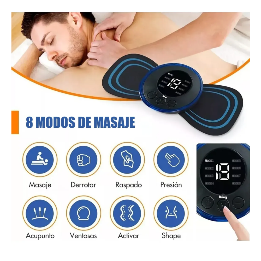 Foto 4 pulgar | 3 Pz Masajeadores Eléctrico 6 Pz Parches Con Control Remoto Belug, Negro Líneas  Azules