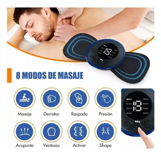 Foto 3 | 3 Pz Masajeadores Eléctrico 6 Pz Parches Con Control Remoto Belug, Negro Líneas Azules
