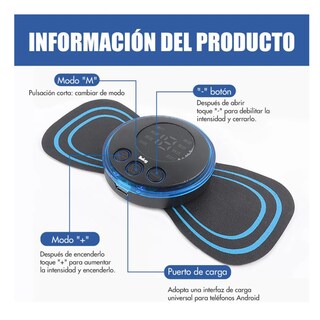Foto 5 | 3 Pz Masajeadores Eléctrico 6 Pz Parches Con Control Remoto Belug, Negro Líneas Azules