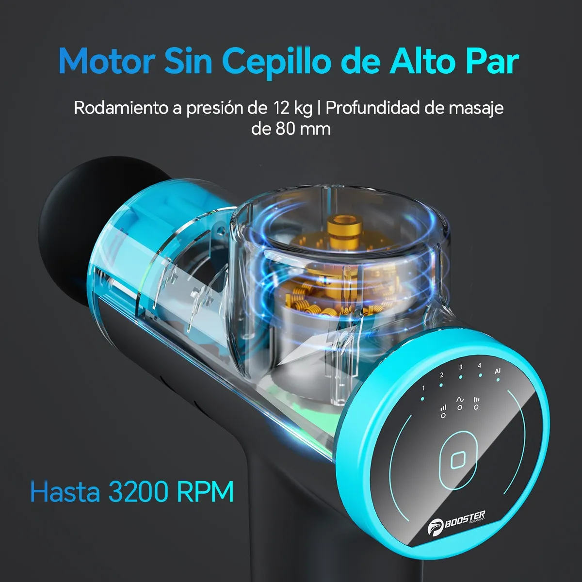 Foto 5 pulgar | Pistola De Masaje De Refuerzo Tipo C Belug Negro Lineas Azules
