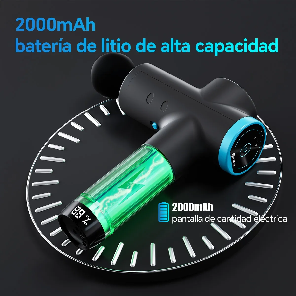 Foto 6 pulgar | Pistola De Masaje De Refuerzo Tipo C Belug Negro Lineas Azules