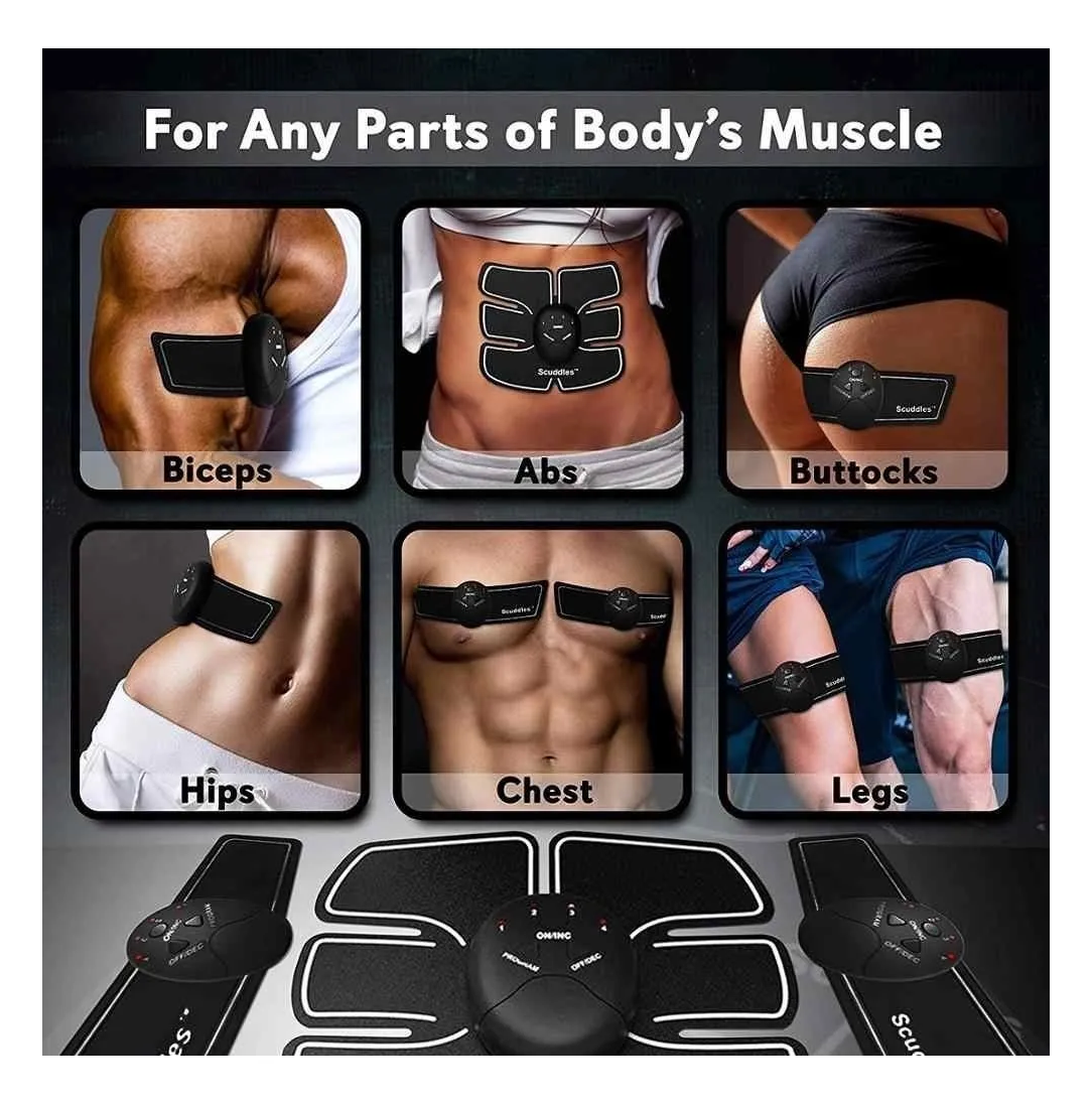 Foto 5 pulgar | Electro Estimulador Muscular Belug Abdomen + Gluteos 2 En 1 Ems 4pz Negro