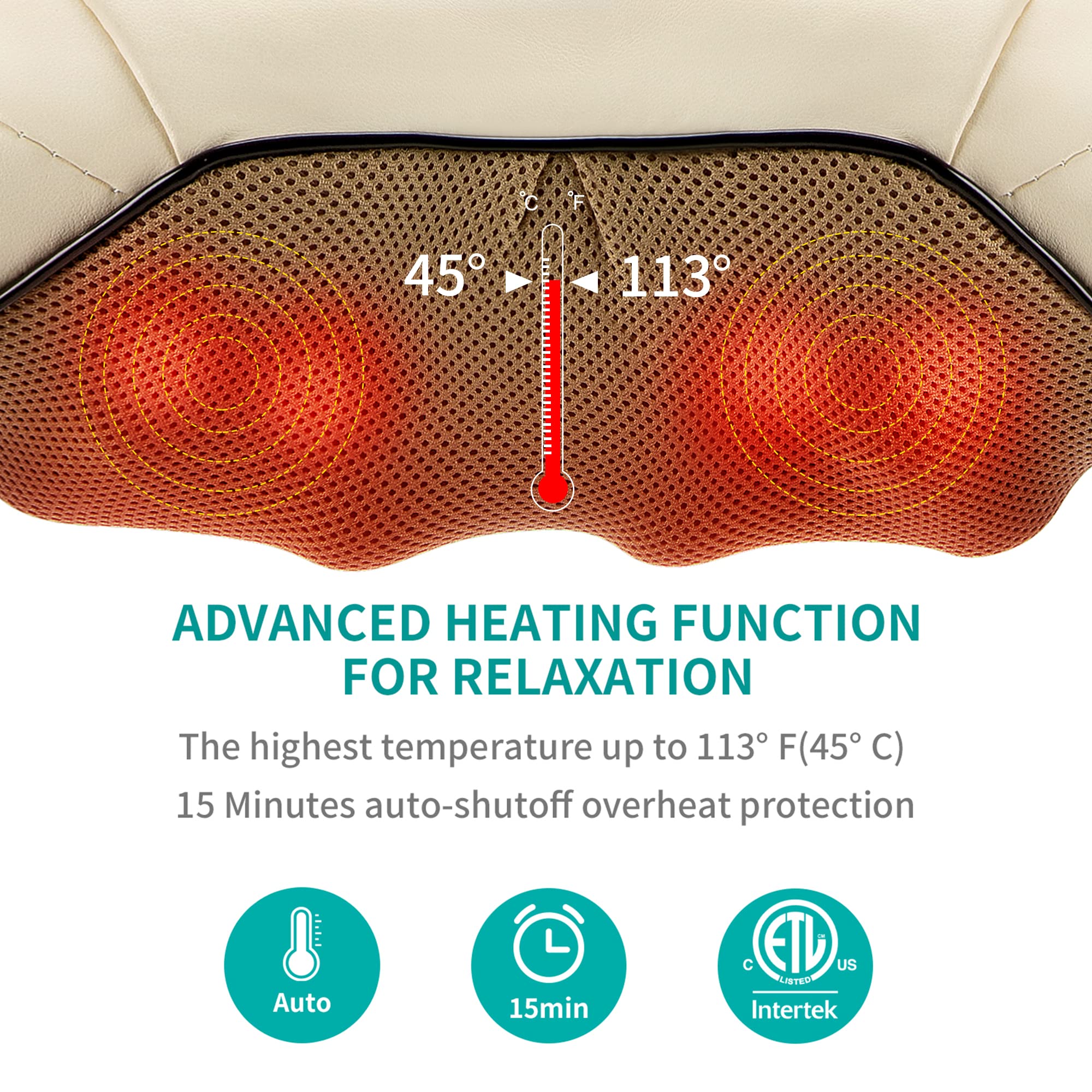 Foto 5 pulgar | Masajeador Nekteck Shiatsu Para Cuello Y Espalda Con Amasado 3d Con Calor - Venta Internacional.