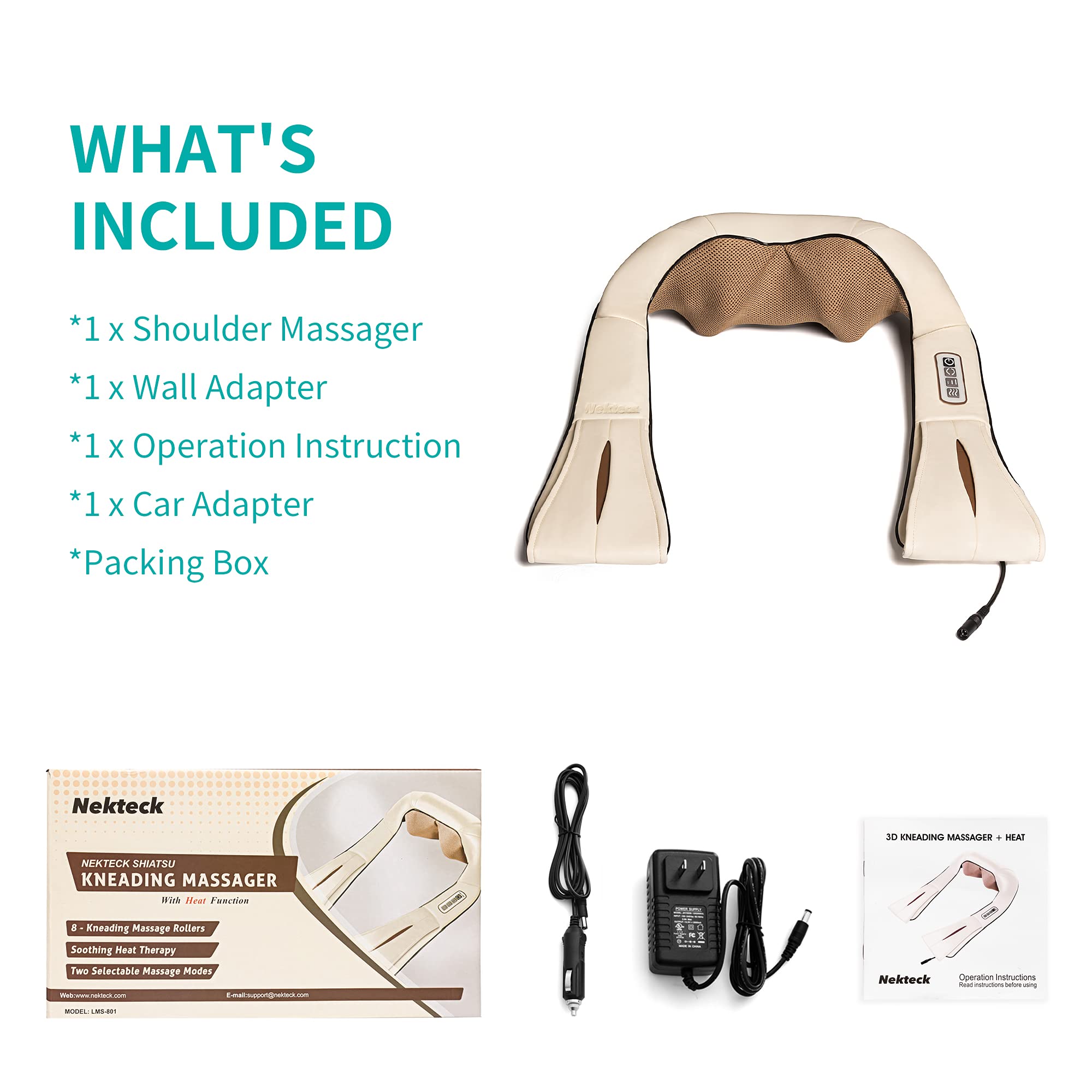 Foto 8 pulgar | Masajeador Nekteck Shiatsu Para Cuello Y Espalda Con Amasado 3d Con Calor - Venta Internacional.