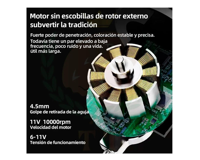 Foto 3 pulgar | Kit De Tatuaje Profesional Tt – Alta Precisión Y Potencia Inalámbrica