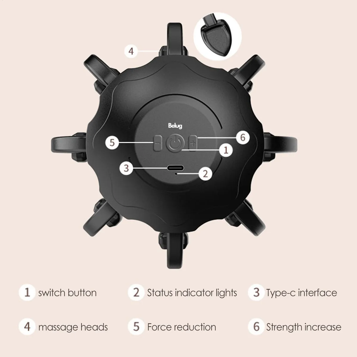 Foto 6 pulgar | Masajeador  Belug Eléctrico De Cabeza Relajante Con Vibración De Color Fix Negro