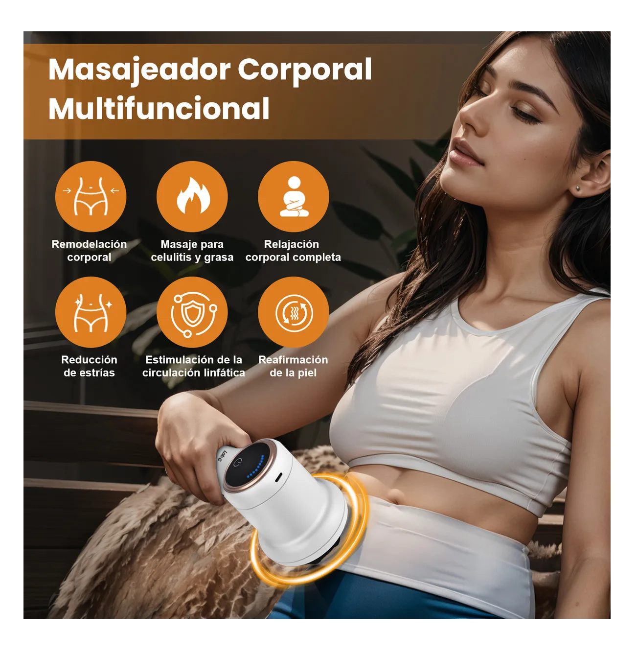 Foto 4 | Masajeador Eléctrico De Celulitis Inalámbrico Con 9 Velocidades Blanco