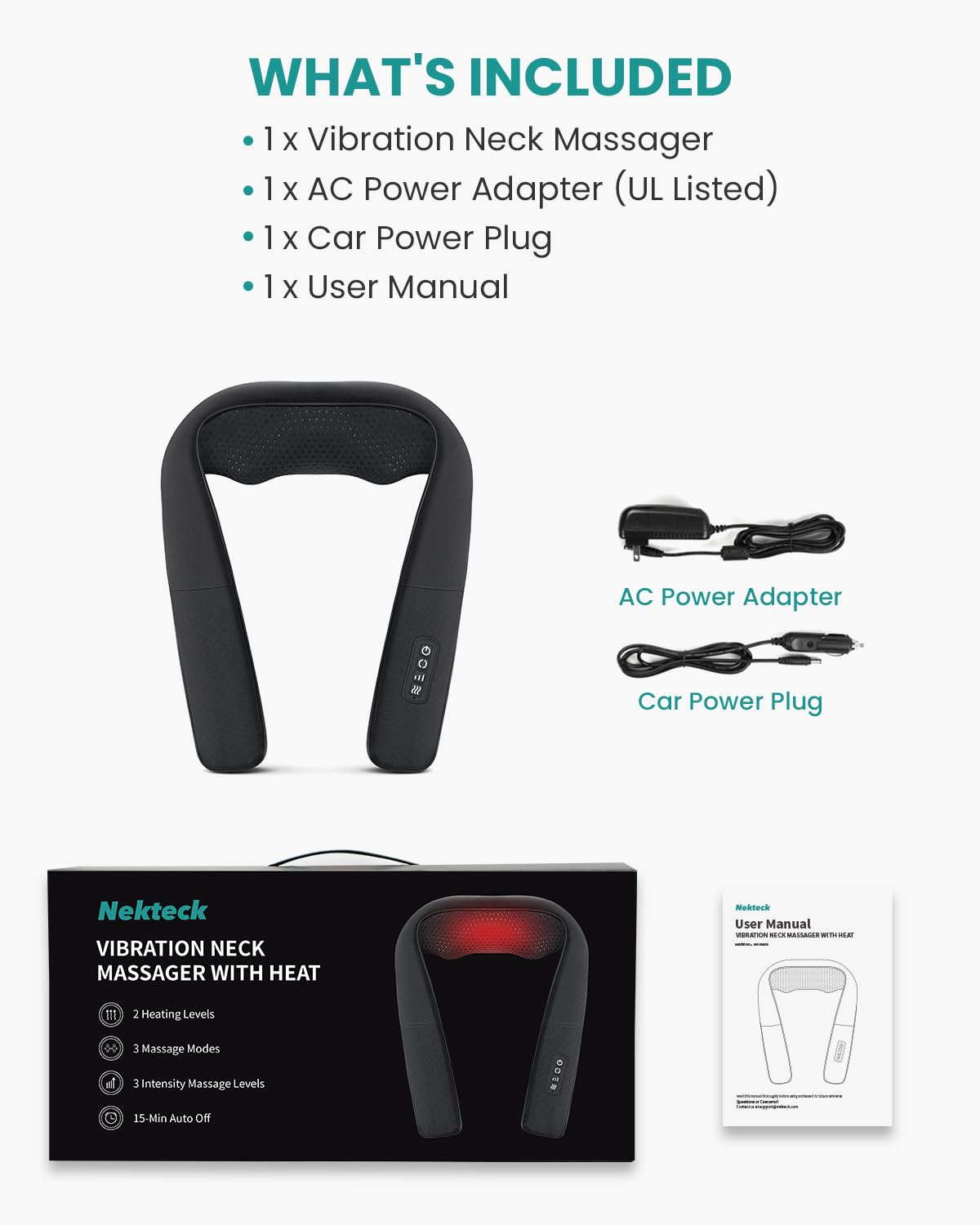 Foto 8 pulgar | Masajeador Vibratorio Para Cuello Y Espalda Nekteck Con Calor Relajante - Venta Internacional.