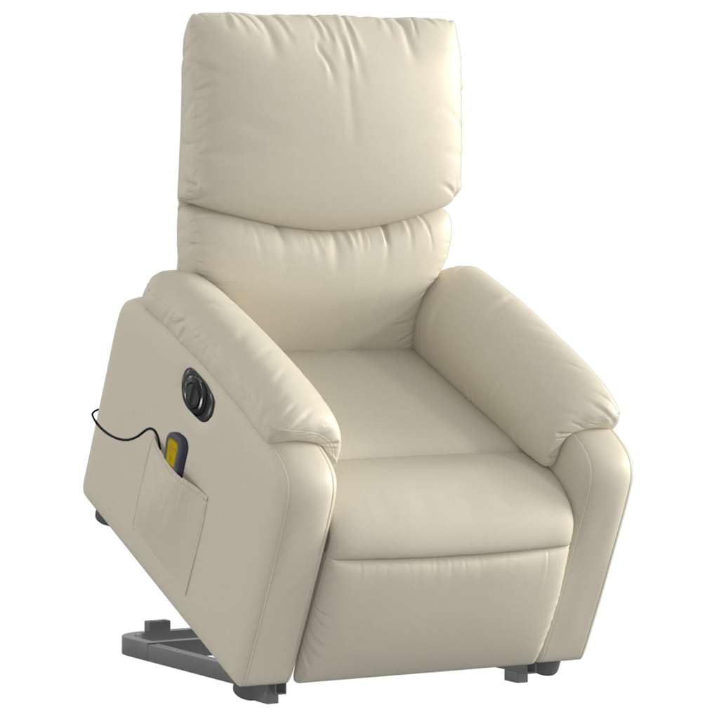Foto 2 pulgar | Sillón Reclinable Eléctrico Para Masajes Vidaxl  Piel Sintética Color Crema - Venta Internacional.