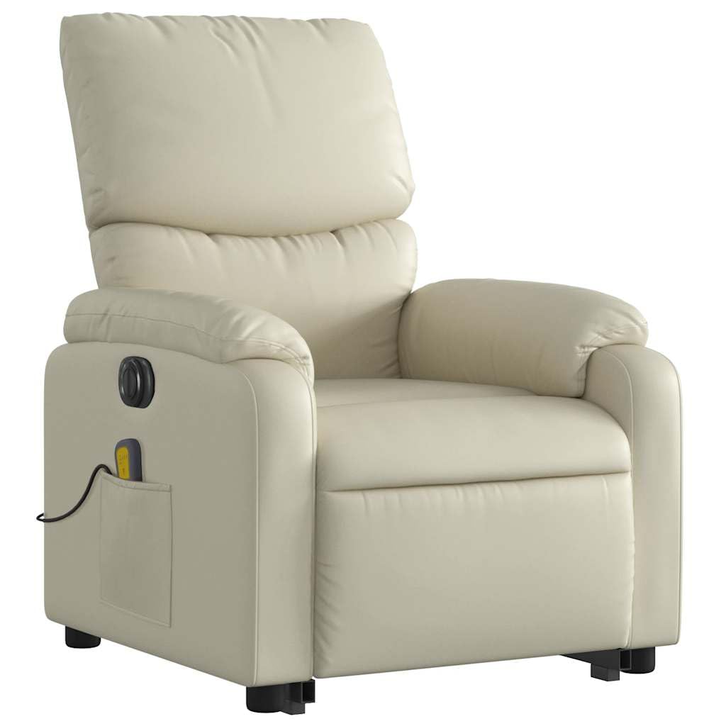 Foto 6 pulgar | Sillón Reclinable Eléctrico Para Masajes Vidaxl  Piel Sintética Color Crema - Venta Internacional.