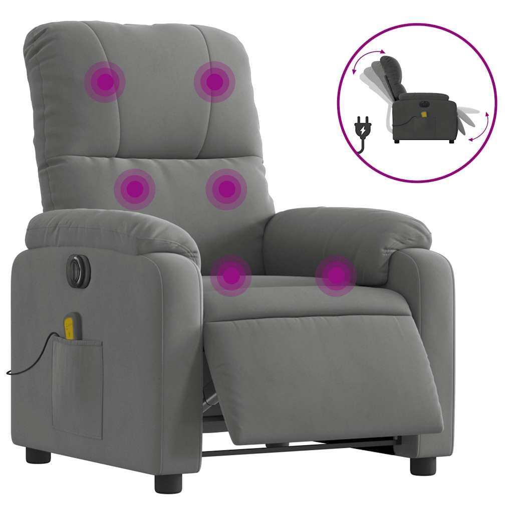Foto 4 pulgar | Sillón Reclinable Eléctrico Para Masajes Vidaxl De Microfibra Gris Oscuro - Venta Internacional.