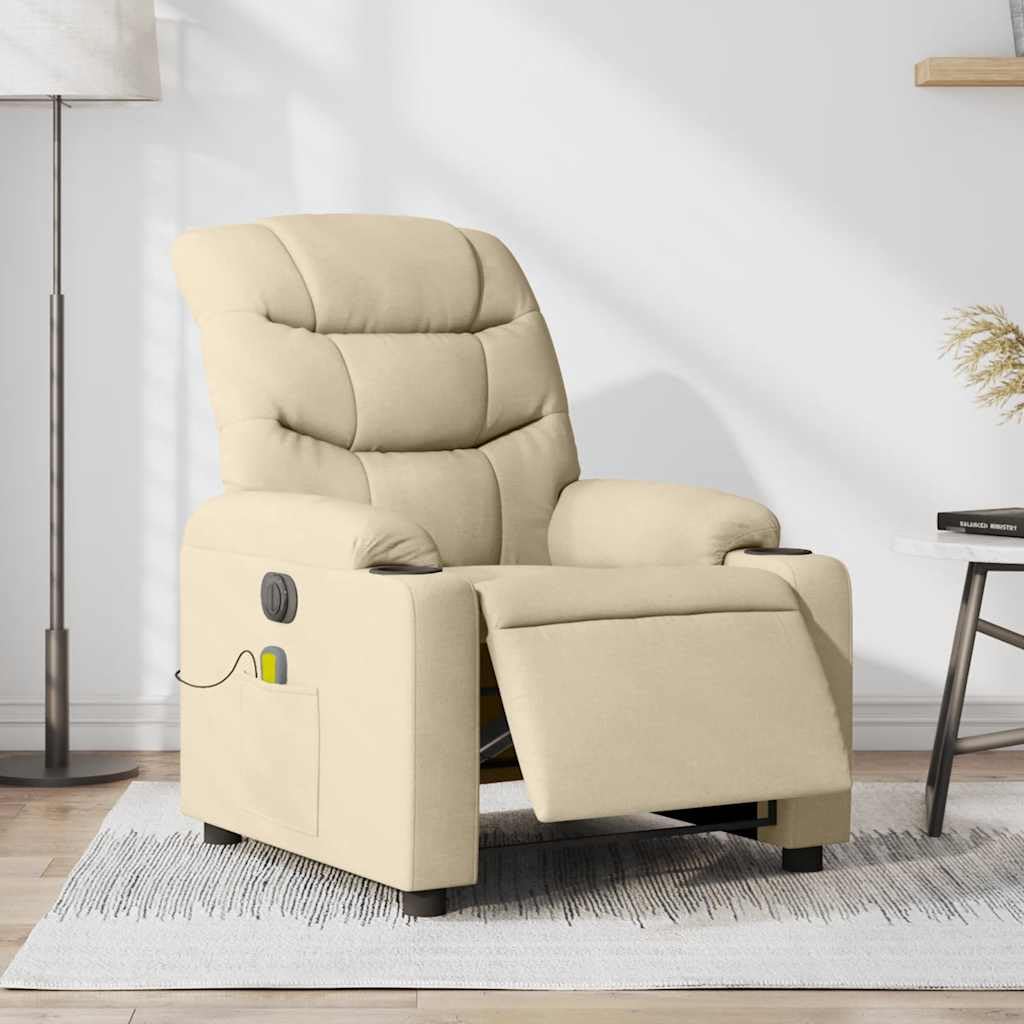 Foto 3 pulgar | Sillón Reclinable Eléctrico Para Masajes Vidaxl  Tela Crema - Venta Internacional.