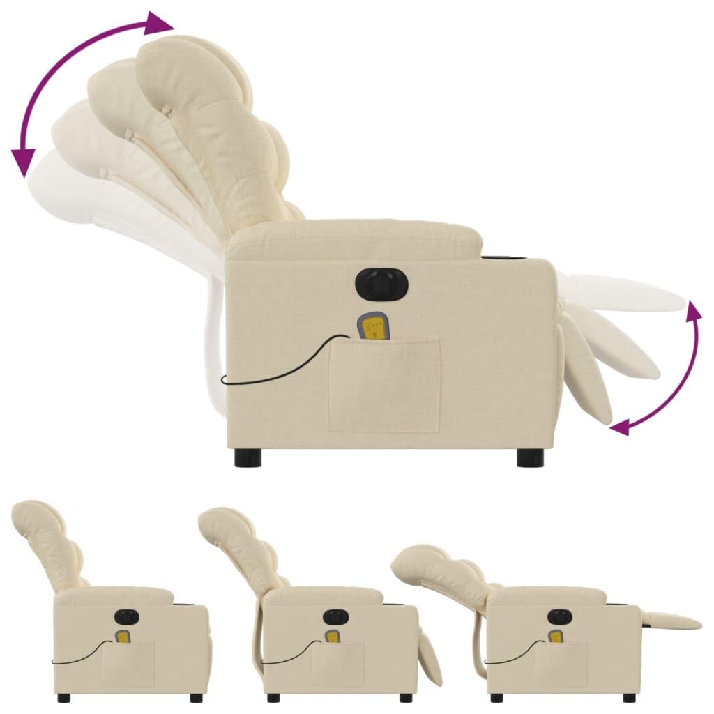 Foto 8 pulgar | Sillón Reclinable Eléctrico Para Masajes Vidaxl  Tela Crema - Venta Internacional.