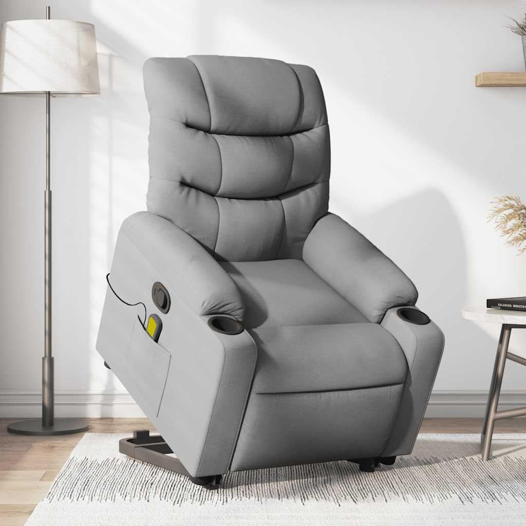 Foto 3 pulgar | Sillón Reclinable De Masaje Vidaxl De Tela Gris Claro Power Lift - Venta Internacional.