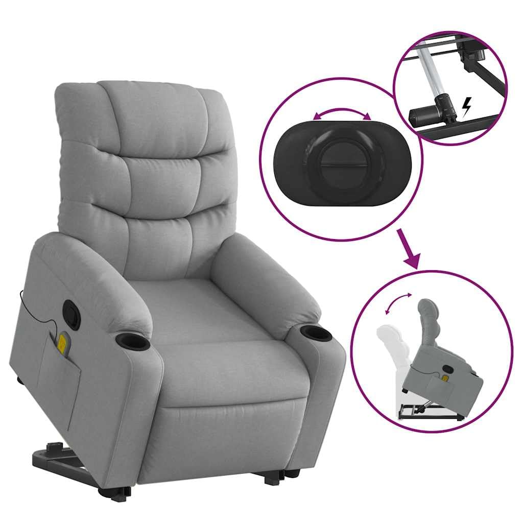 Foto 8 pulgar | Sillón Reclinable De Masaje Vidaxl De Tela Gris Claro Power Lift - Venta Internacional.