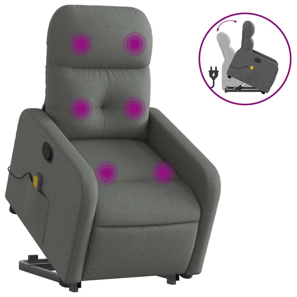 Foto 4 pulgar | Sillón Reclinable De Masaje Vidaxl Power Lift Vibration Gris Oscuro - Venta Internacional.