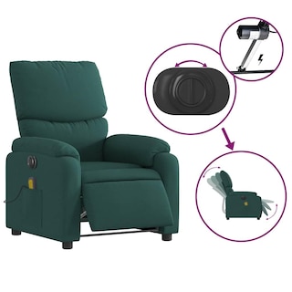 Foto 7 | Sillón Reclinable Eléctrico Para Masajes Vidaxl Tela Verde Oscuro - Venta Internacional.